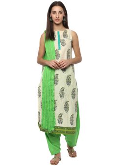 Pure Cotton Parrot Green Patiala Salwar And Dupatta Set