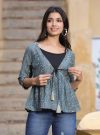 Women Grey Cotton Inner With Jacket Style Top